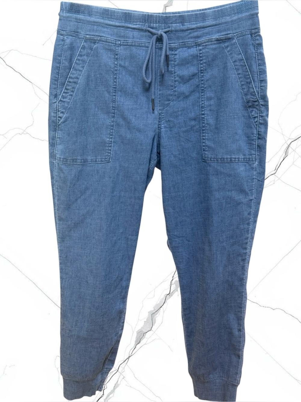LEVEL 99 Ray Of Light Chambray Jogger Pants Hemp Blend Size S